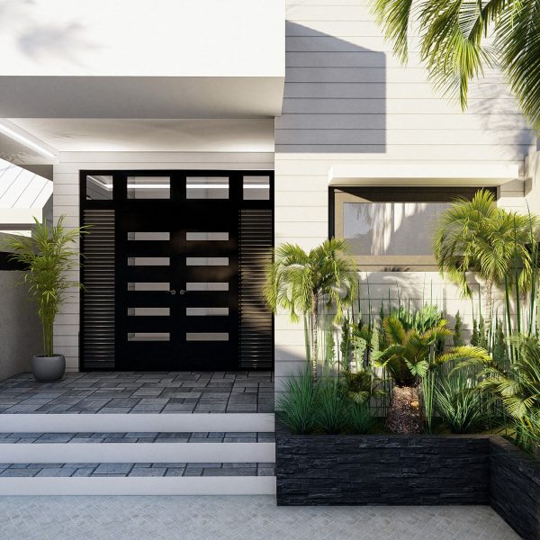 Modern home front entrance visualization in 3D