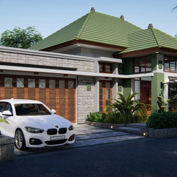 Day view of modern house 3D architectural visualization